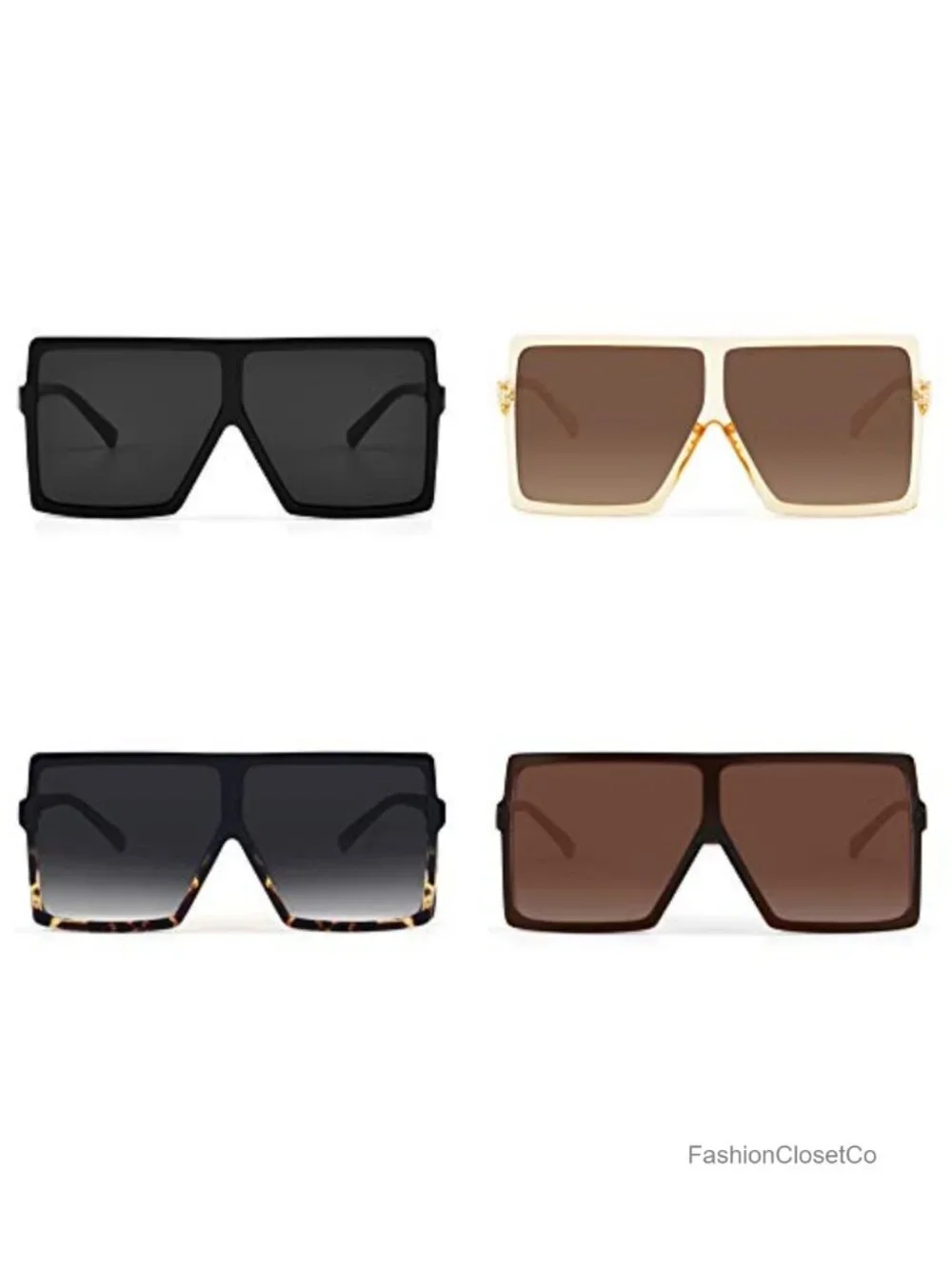 Ultralight Square Oversized Sunglasses 100% UV Protection Plastic Frame Classic